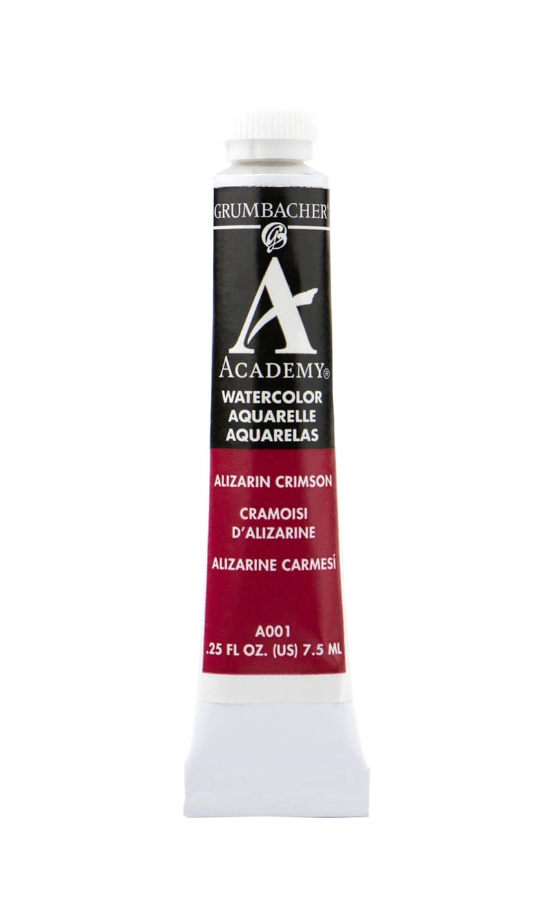 Grumbacher Academy Watercolor Paint, 7.5ml/0.25 Ounce, Alizarin Crimson (A001) - Image 1